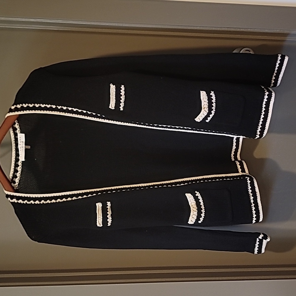 Trina Turk LA Black and Cream Knit Longsleeve Cardigan